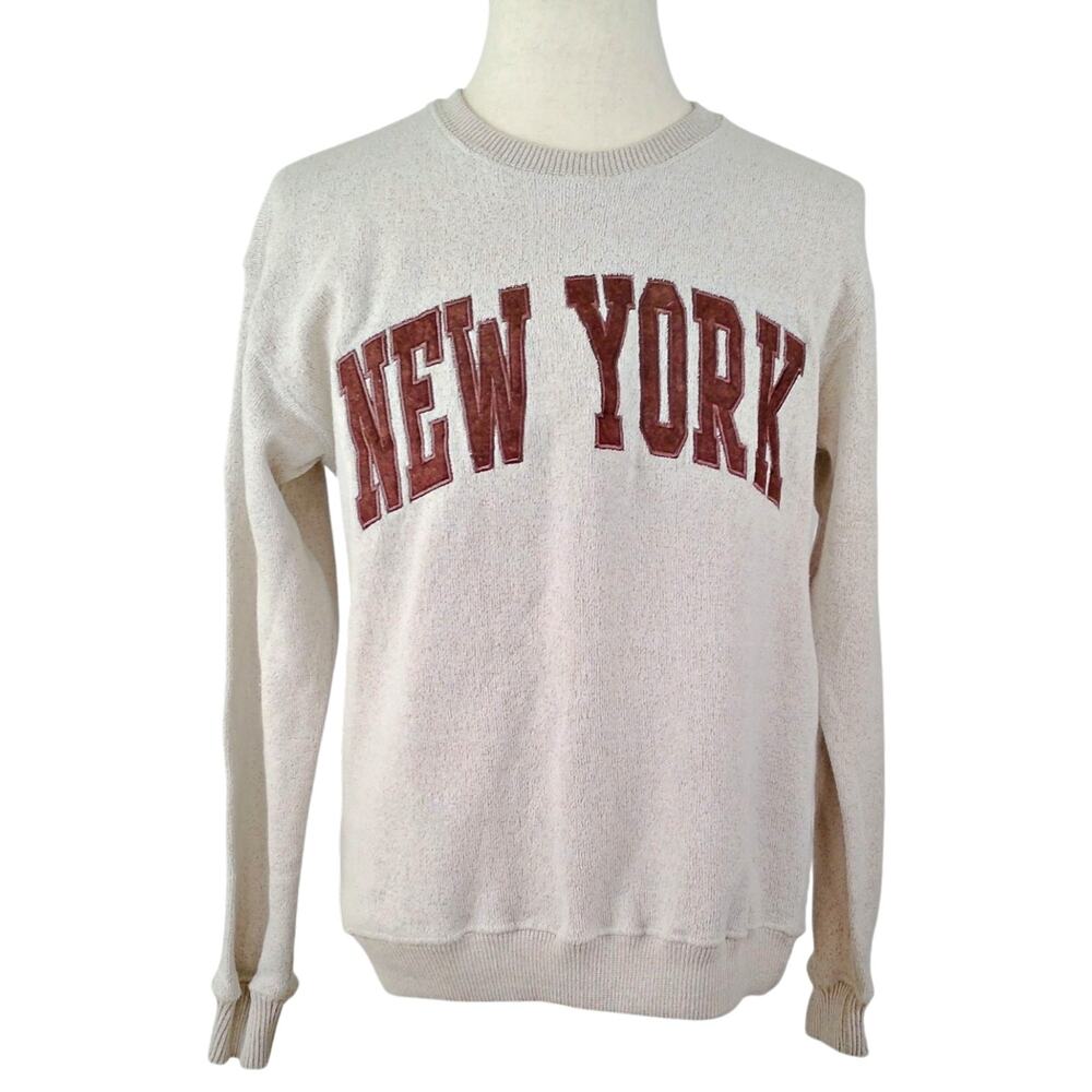 New York Popular Fleece Sweatshirt Lightweight Unisex MED Preppy Cozy